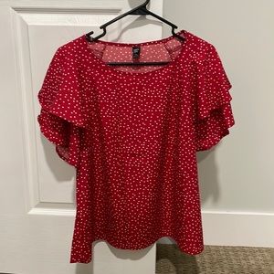 Shein curve red dress shirt